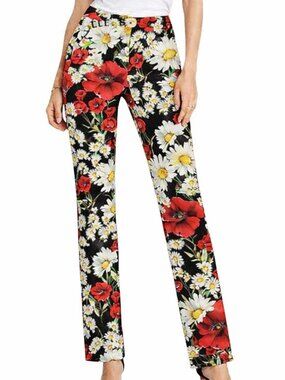 Dolce & Gabbana Daisy & Poppy Print Cotton Straight-Leg Pants 2013 Runway Sz 36